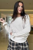 Conrad Batwing Ruffle Cuff Knit Stone